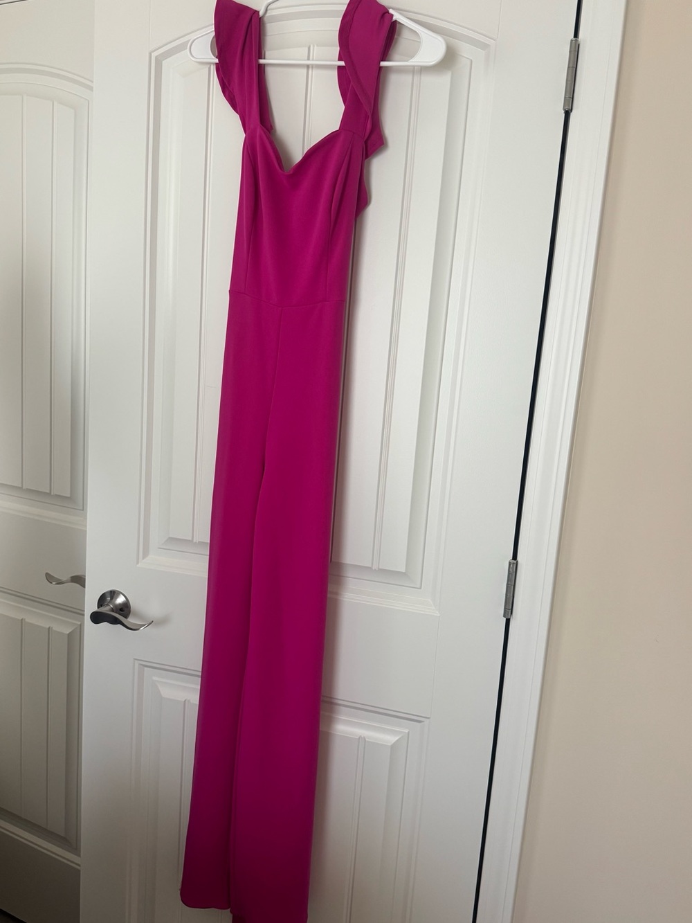 Fuchsia Wide-Leg Jumpsuit with Twisted Shoulder Straps